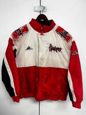 Vintage 90s Nebraska Cornhuskers Apex Puffer Jacket NCAA Red streetwear size XL